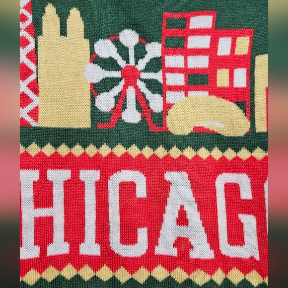 Tipsy Elves Chicago Fair Isle Holiday Unisex Sweater Size Large - Picture 3 of 12